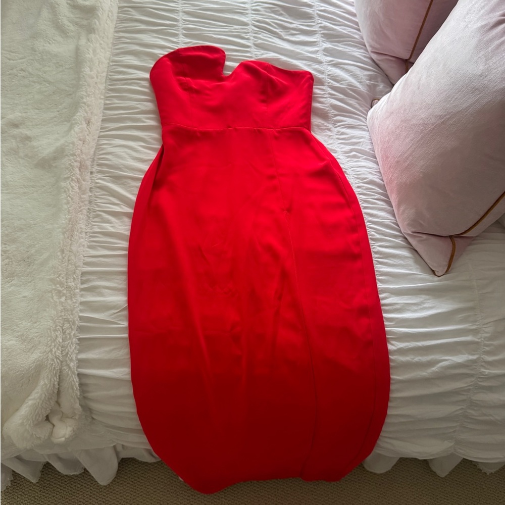Amanda Uprichard Strapless Puzzle Gown in Crims